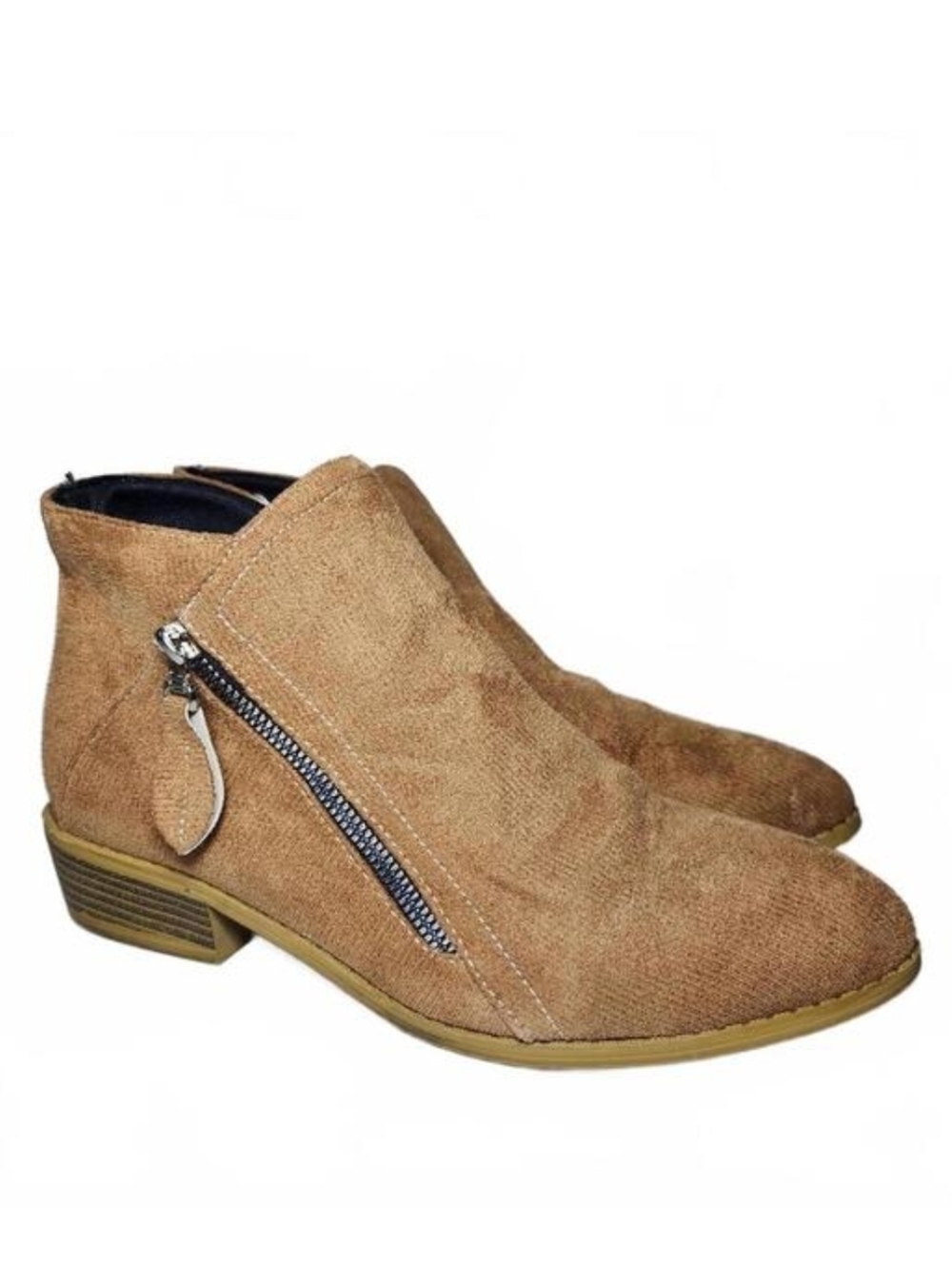 Women's Ankle Boots Size 7 Tan Suede Side Zip